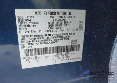 2024 Ford Edge Sel z USA, uszkodzony, nr VIN 2FMPK4J98RBA23062